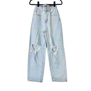 Wild Fable Light Wash Women's Size 0 Super-High Rise Distressed Baggy Jeans NWT